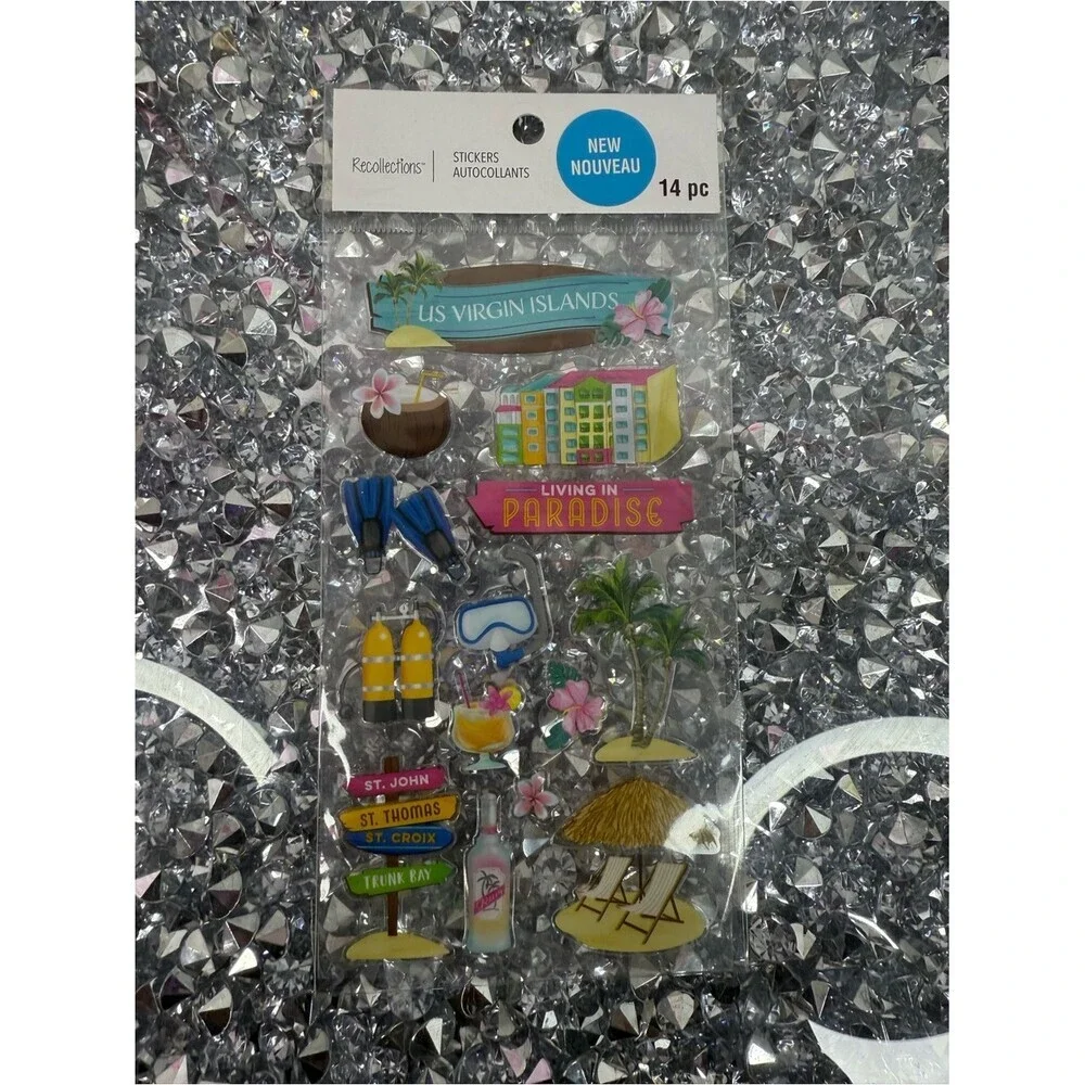 Recollections stickers Tropical Island Sticker Set - Blue Pink Yellow Green